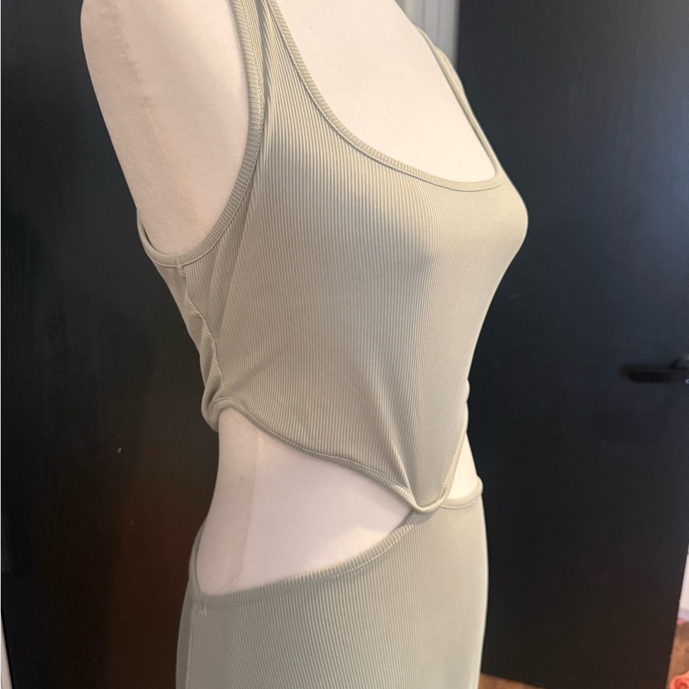 Sleek Cutout Tank Maxi Dress in Light Sage - Picture 3 of 3